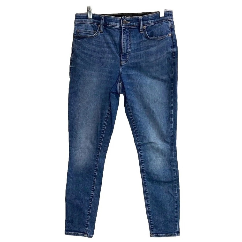 Lands End Jeans Womens 10 Petite Blue Denim Cotton Stretch High Rise Skinny Leg